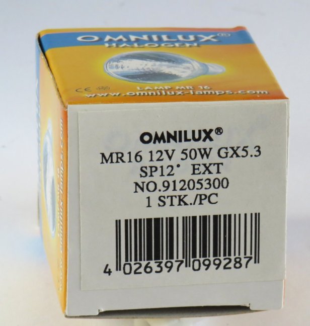 OMNILUX Halogen MR16 12V/50W,GX5,3,EXT,SP12°,Nr.91205300