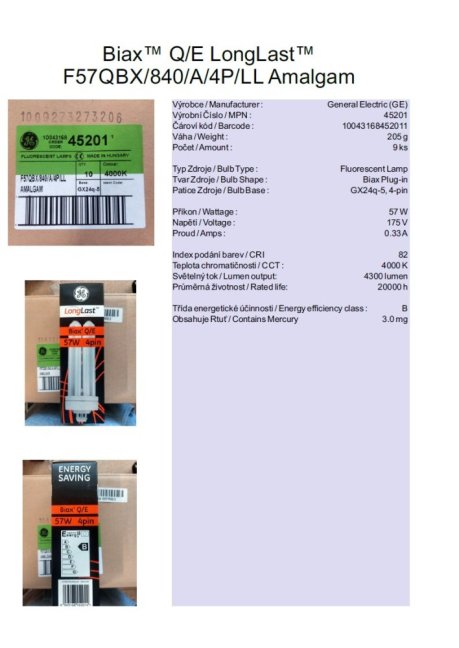 GE Biax™ Q/E LongLast™ F57QBX/840/A/4P/LL Amalgam, Nr.45201