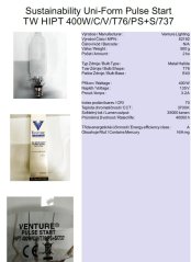 Venture Lighting Sustainability Uni-Form Pulse Start TW HIPT 400W/C/V/T76/PS+S/737,No.52192