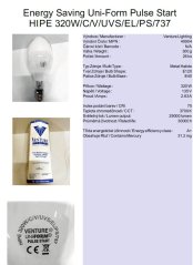 Venture Lighting Sustainability Uni-Form Pulse Start HIPE 320W/C/V/UVS/EL/PS/737,Nr.40904