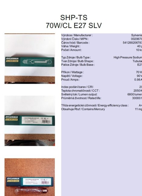 SYLVANIA SHP-TS 70W/CL E27 SLV, Nr.0020678