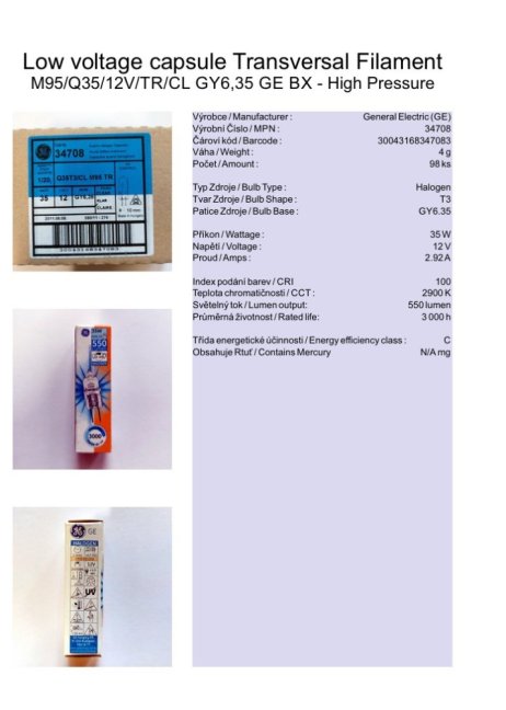 GE LV capsule M95/Q35/12V/TR/CL GY6,35 GE BX, No.34708