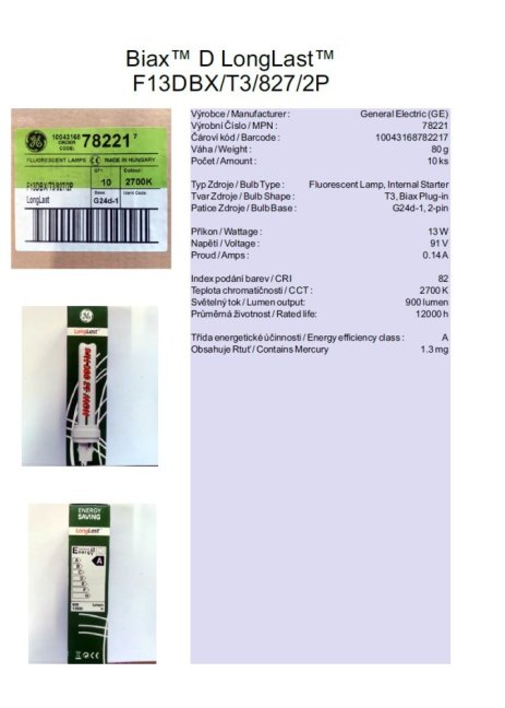 GE Biax™ D LongLast™ F13DBX/T3/827/2P, No.78221