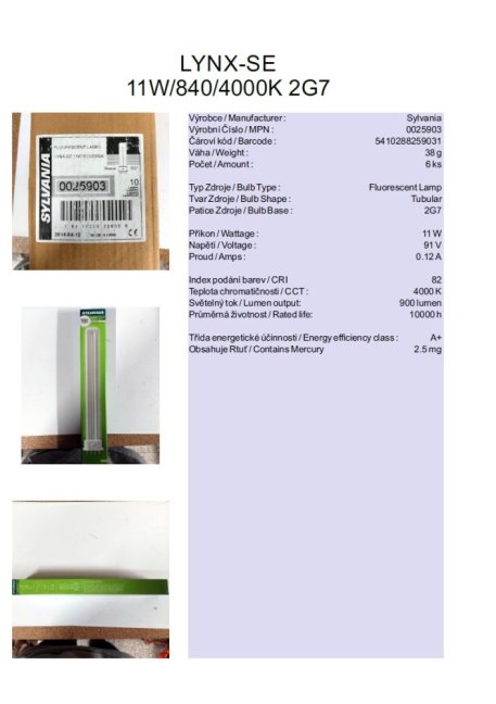 SYLVANIA LYNX-SE 11W/840/4000K 2G7, Nr.0025903