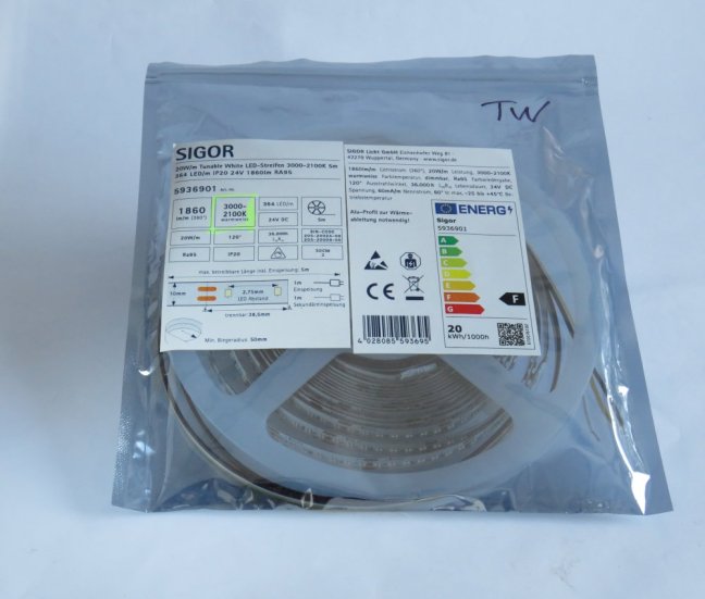 SIGOR LED strip 24VDC/20W TW 2100-3000°K,No.5936901