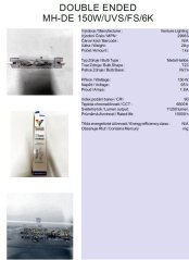 Venture Lighting DOUBLE ENDED MH-DE 150W/UVS/FS/6K,No.29963