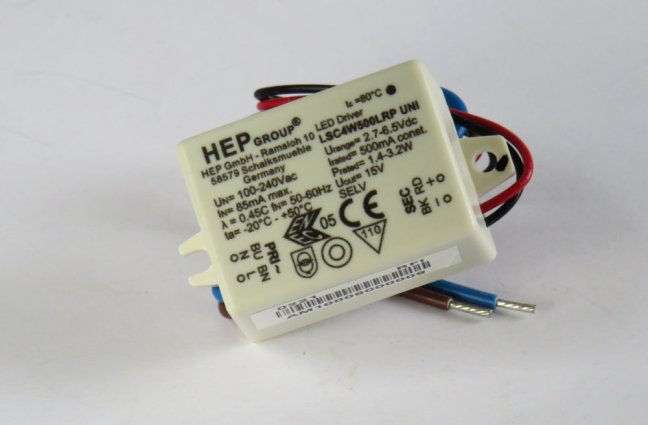 HEP LED Driver LSC4W500LRP 100-240V/500mA,1,4-3,2W,ENEC