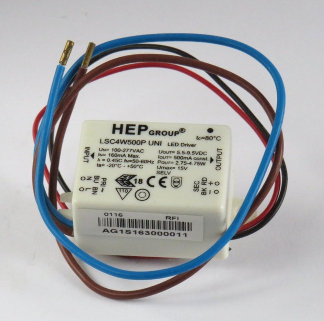 HEP LED Driver LSC4W500P UNI 100-240V/500mA/2,75-4,75W,ENEC