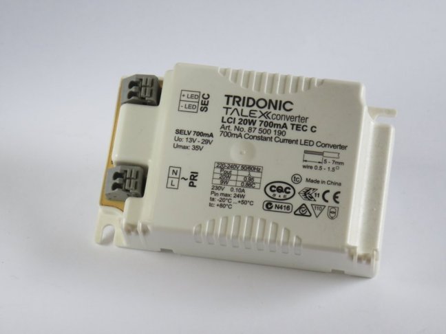 TRIDONIC LED Driver LCI20W TEC C 230V/13-29V/700mA,ENEC