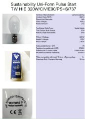 Venture Lighting Sustainability Uni-Form Pulse Start TW HIE 320W/C/V/E90/PS+S/737,Nr.36214