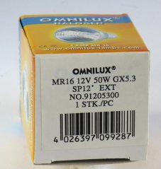 OMNILUX Halogen MR16 12V/50W,GX5,3,EXT,SP12°,Nr.91205300
