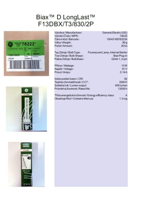 GE Biax™ D LongLast™ F13DBX/T3/830/2P, No.78222