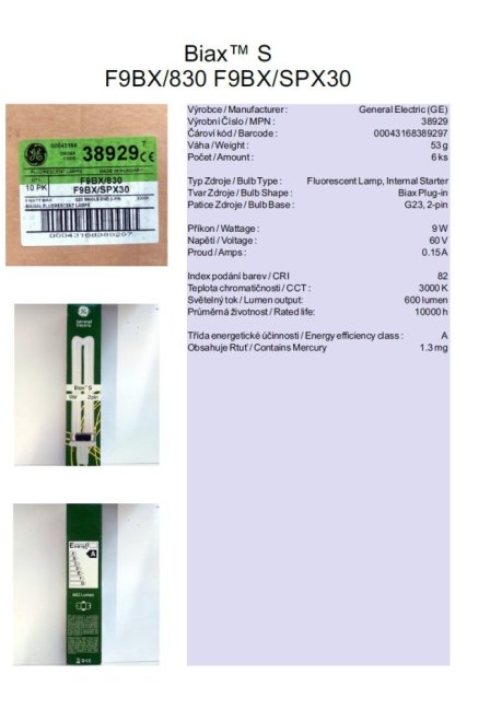 GE Biax™ S F9BX/830 F9BX/SPX30, Nr.38929