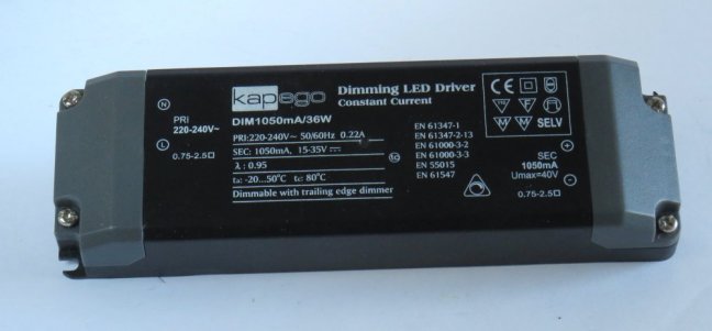 Deko Light LED Netzteil DIM1050mA/36W,230V/15-35VDC,dimmbar,MM,Nr.180528