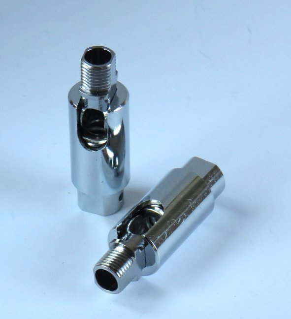 Swivel and tilt joint 16x48mm M10x1 female/male thread, chrome-plated brass, No. 2041-1648-1010-3102