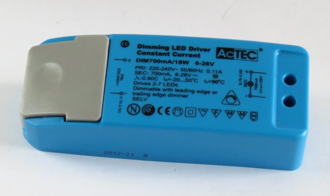Deko Light/Actec driver DIM700mA/18W,230V/6-26VDC,dimmbar,MM,No.180498