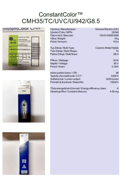 GE ConstantColor™ CMH35/TC/UVC/U/942/G8.5, No.26348