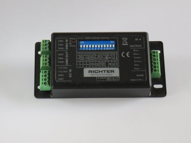 RICHTER DMX X-Dimmer -3HP,12-24VDC,350/700mA incl.IR Fernbedienung