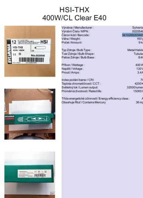 SYLVANIA HSI-THX 400W/CL Clear E40, Nr.0020546