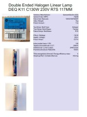 GE Halogen Linear Lamp DEQ K11 C130W 230V R7S 117mm, No.76209