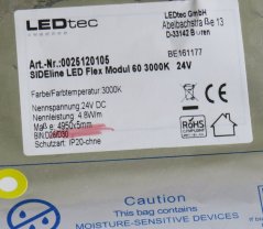 LEDTEC LED Streifen sideview 24VDC/4,8W,3000°K,Nr.0025120105